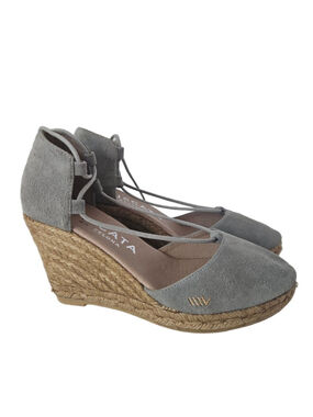 Viscata Gray Suede Espadrille Wedges Made in Spain Size 6.5